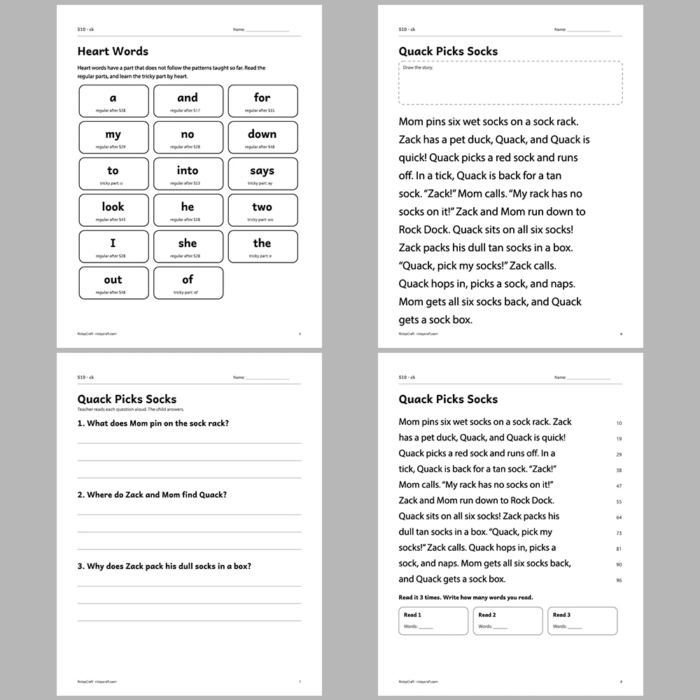 ck Decodable Readers | 8 Stories 38 Pages | Phonics Printable PDF | Ages 5-6