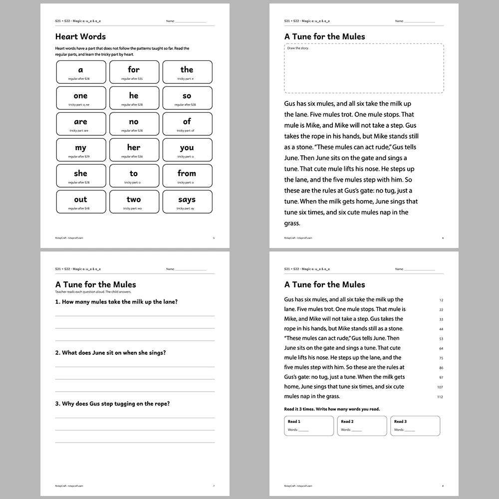Magic e: u_e & e_e Decodable Readers | 10 Stories 44 Pages | Phonics Printable PDF | Ages 5-7