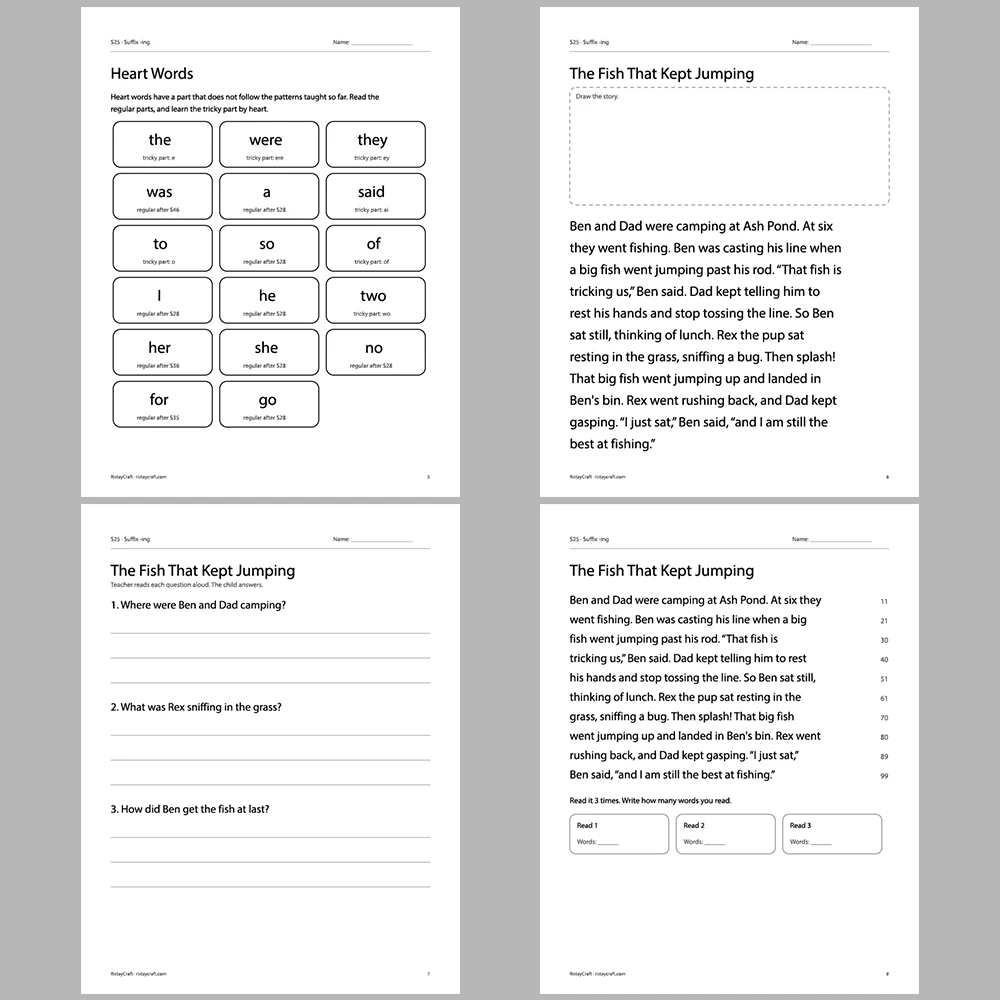 Suffix -ing Decodable Readers | 10 Stories 44 Pages | Phonics Printable PDF | Ages 5-7