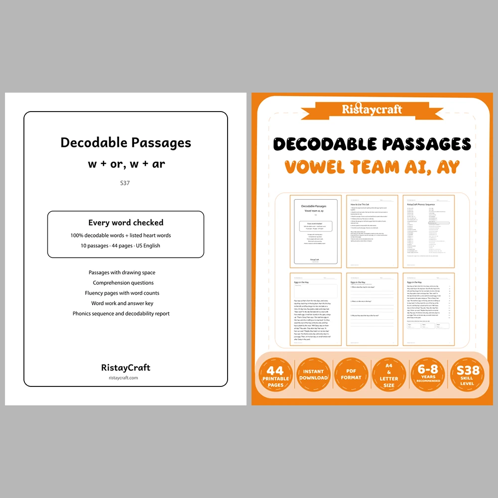 Decodable Readers Bundle 4: Vowel Teams | 10 Phonics Packs, 100 Stories | Printable PDF
