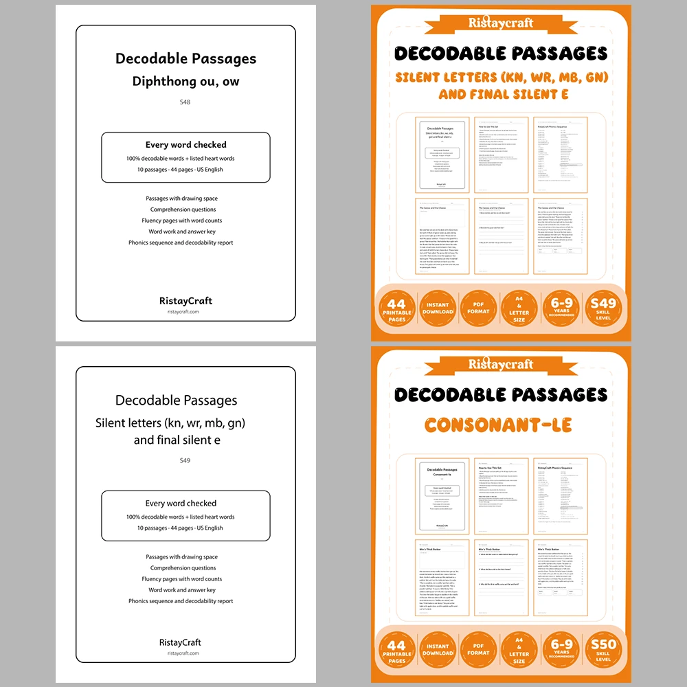 Decodable Readers Bundle 5: Advanced Patterns | 11 Phonics Packs, 110 Stories | Printable PDF