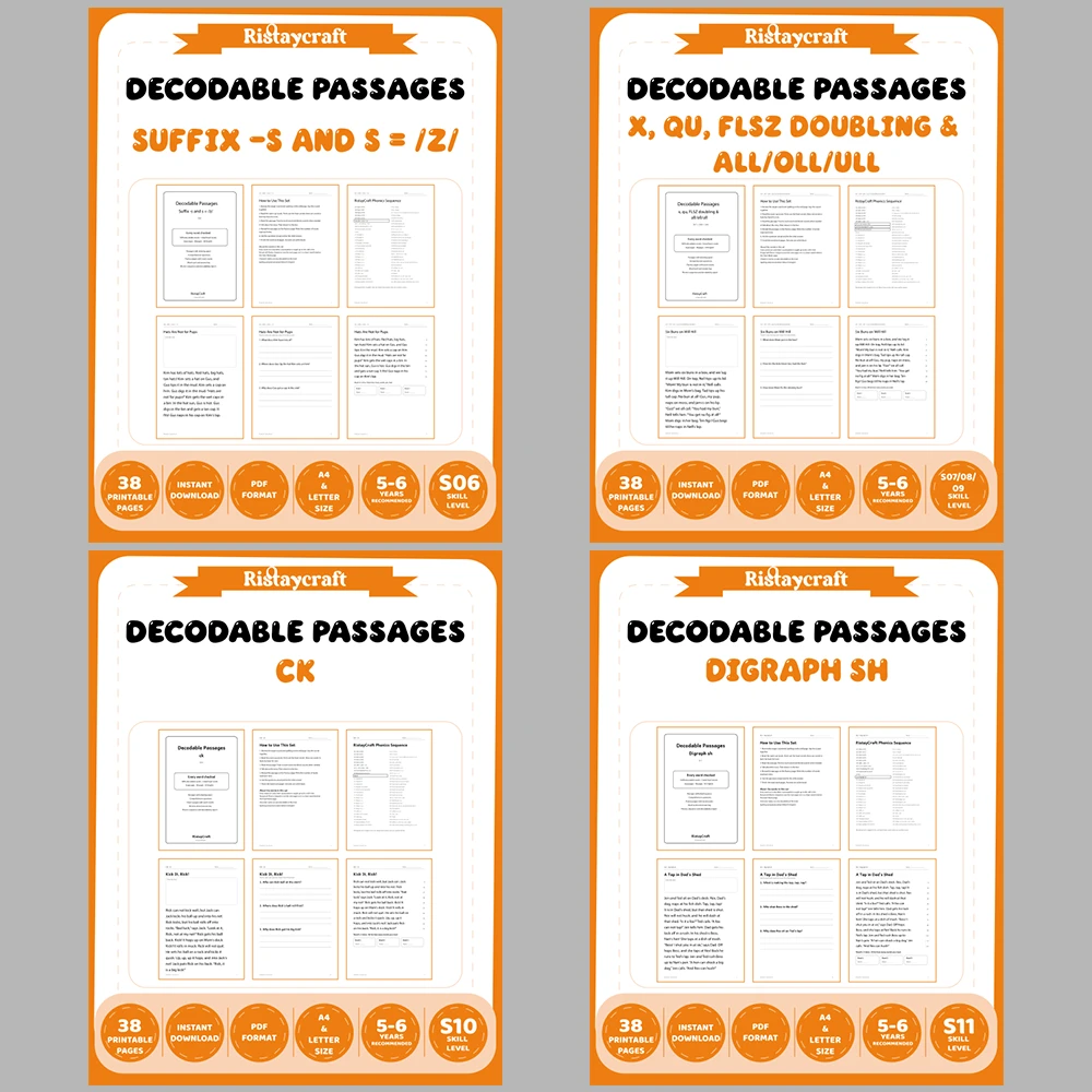 Decodable Readers Complete Set: All 51 Packs | 51 Phonics Packs, 484 Stories | Printable PDF