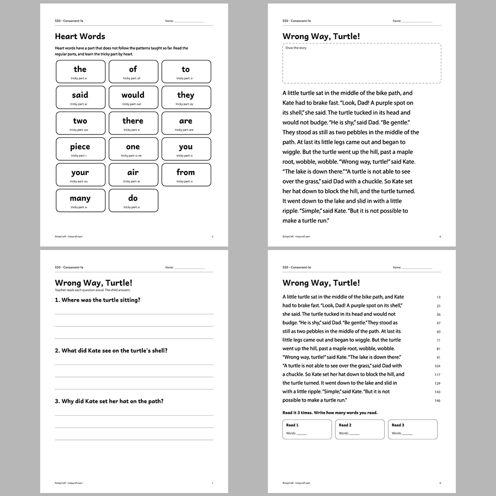 Consonant-le Decodable Readers | 10 Stories 44 Pages | Phonics Printable PDF | Ages 6-9