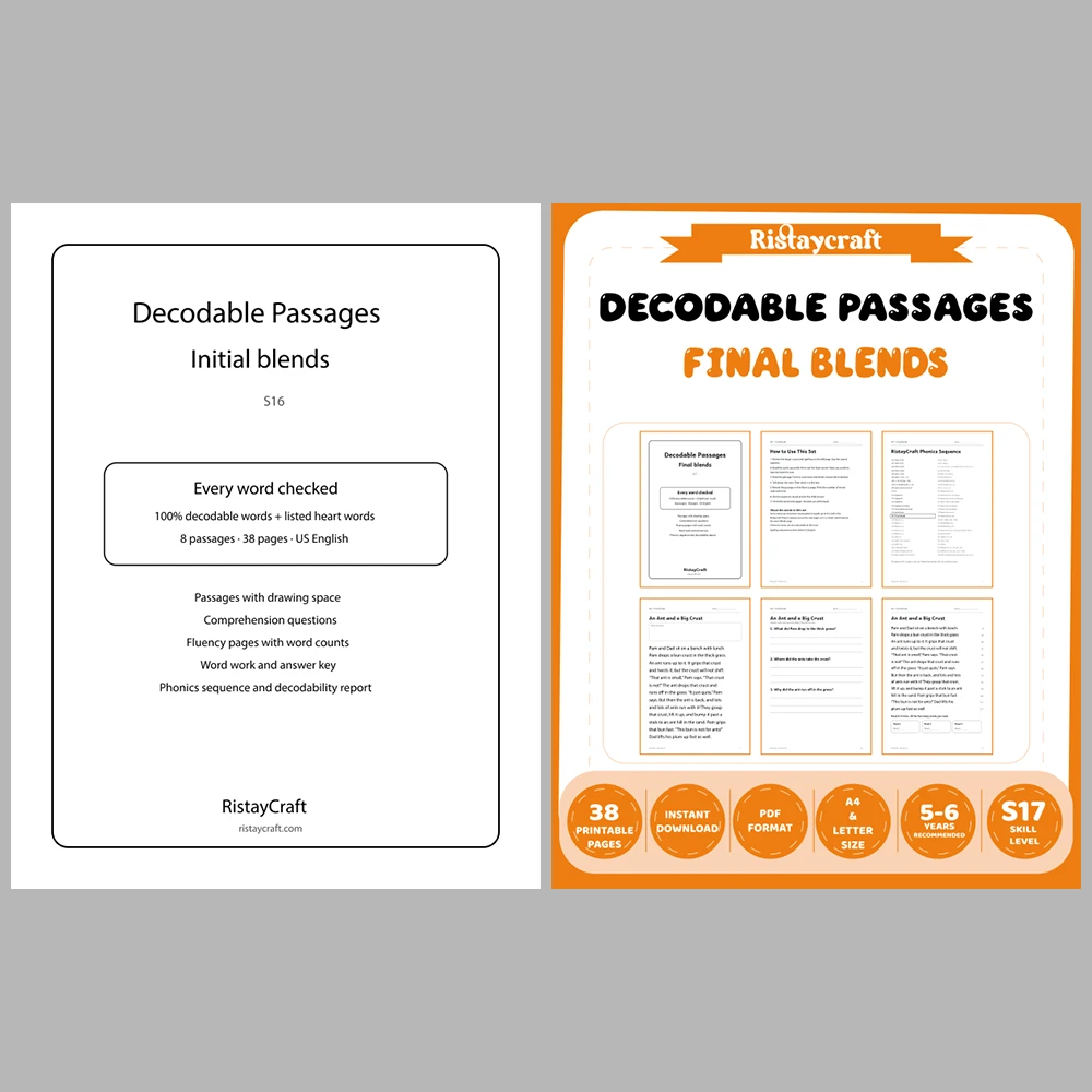 Decodable Readers Bundle 2: Blends and Magic E | 10 Phonics Packs, 94 Stories | Printable PDF