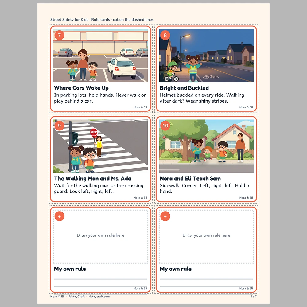 Street Safety for Kids Picture Rule Cards | Printable Visual Sequence Cards for Kids Ages 5–8 | Safety Rules Companion