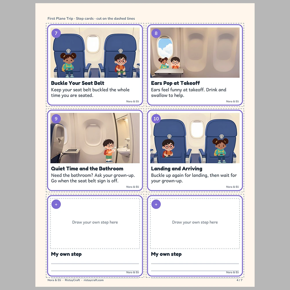 First Plane Trip Picture Step Cards | Printable Visual Sequence Cards for Kids Ages 4–8 | Social Narrative Companion