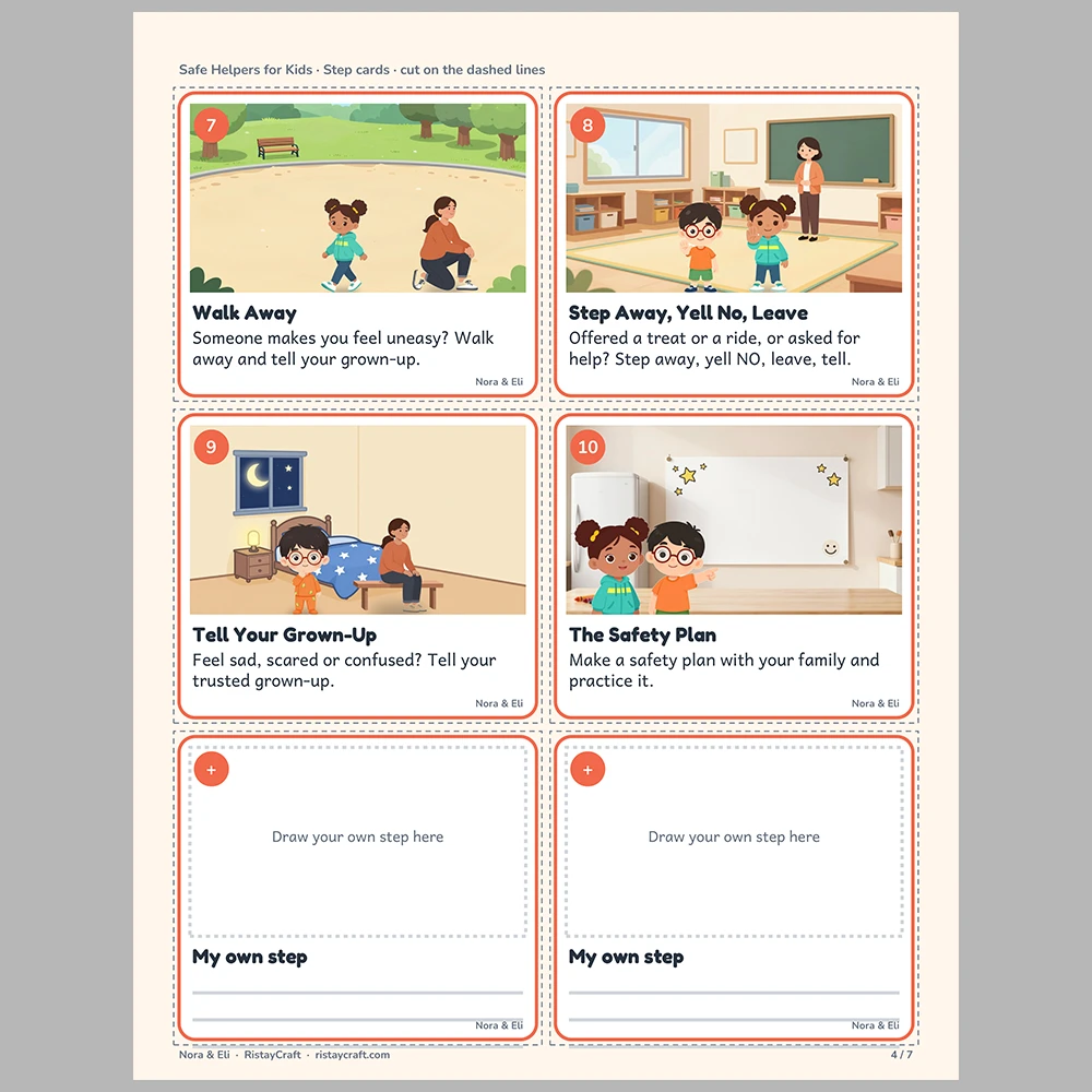 Safe Helpers for Kids Picture Step Cards | Printable Visual Sequence Cards for Kids Ages 5–8 | Safety Rules Companion