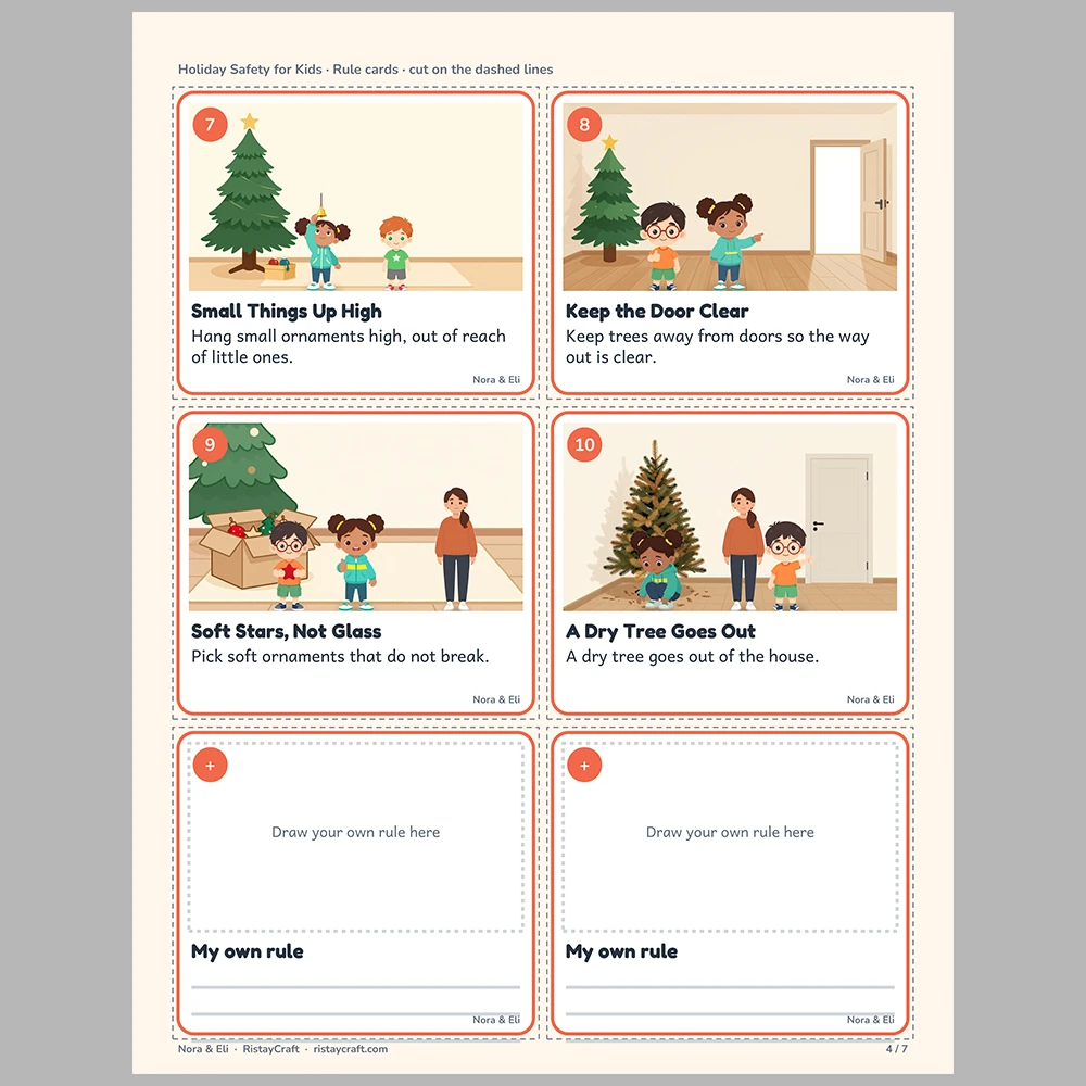 Holiday Safety for Kids Picture Rule Cards | Printable Visual Sequence Cards for Kids Ages 5–8 | Safety Rules Companion