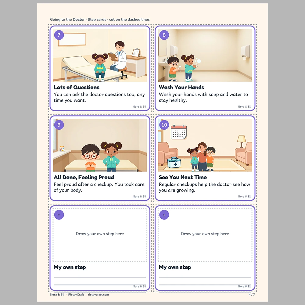 Going to the Doctor Picture Step Cards | Printable Visual Sequence Cards for Kids Ages 4–8 | Social Narrative Companion