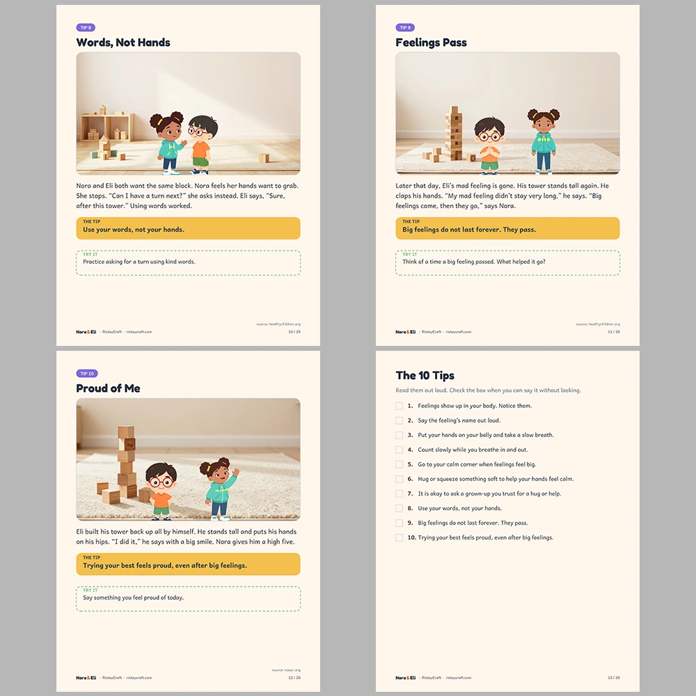 Big Feelings Social Narrative for Kids | 29-Page Printable Big Moment Story Ages 4-8 | Calm Down Coping Skills Workbook