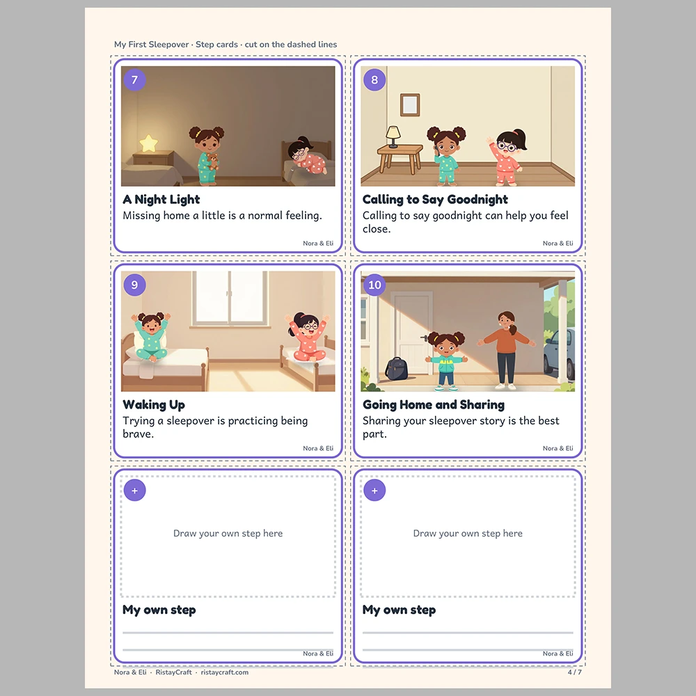 My First Sleepover Picture Step Cards | Printable Visual Sequence Cards for Kids Ages 4–8 | Social Narrative Companion