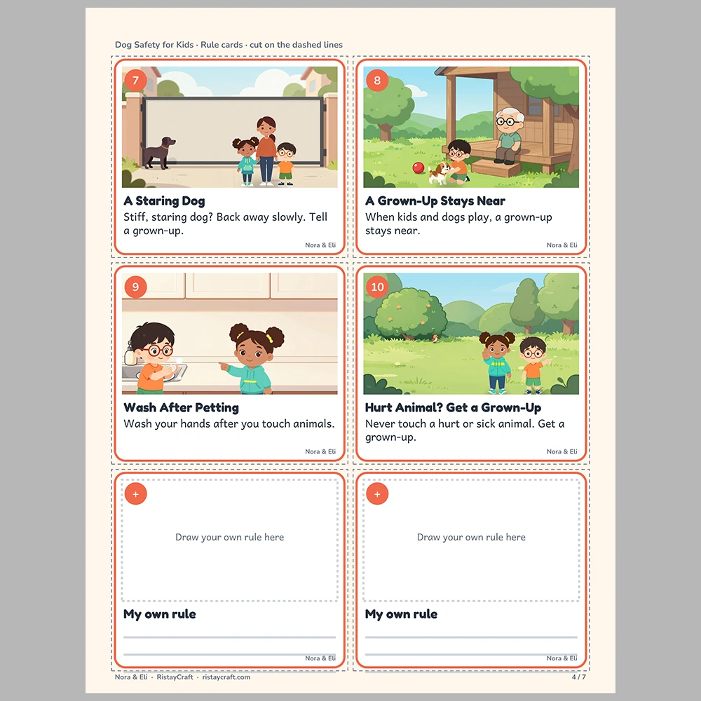 Dog Safety for Kids Picture Rule Cards | Printable Visual Sequence Cards for Kids Ages 5–8 | Safety Rules Companion