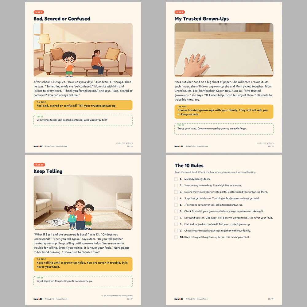 Body Safety for Kids Printable | 29-Page Consent and Boundaries Workbook Ages 5–8 | Trusted Adults Surprises vs Secrets