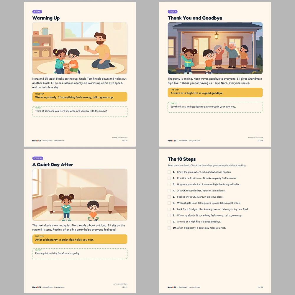 Big Family Gatherings Social Narrative for Kids | 29-Page Printable Big Moment Story Ages 4–8 | Family Party Shy Feelings Activities