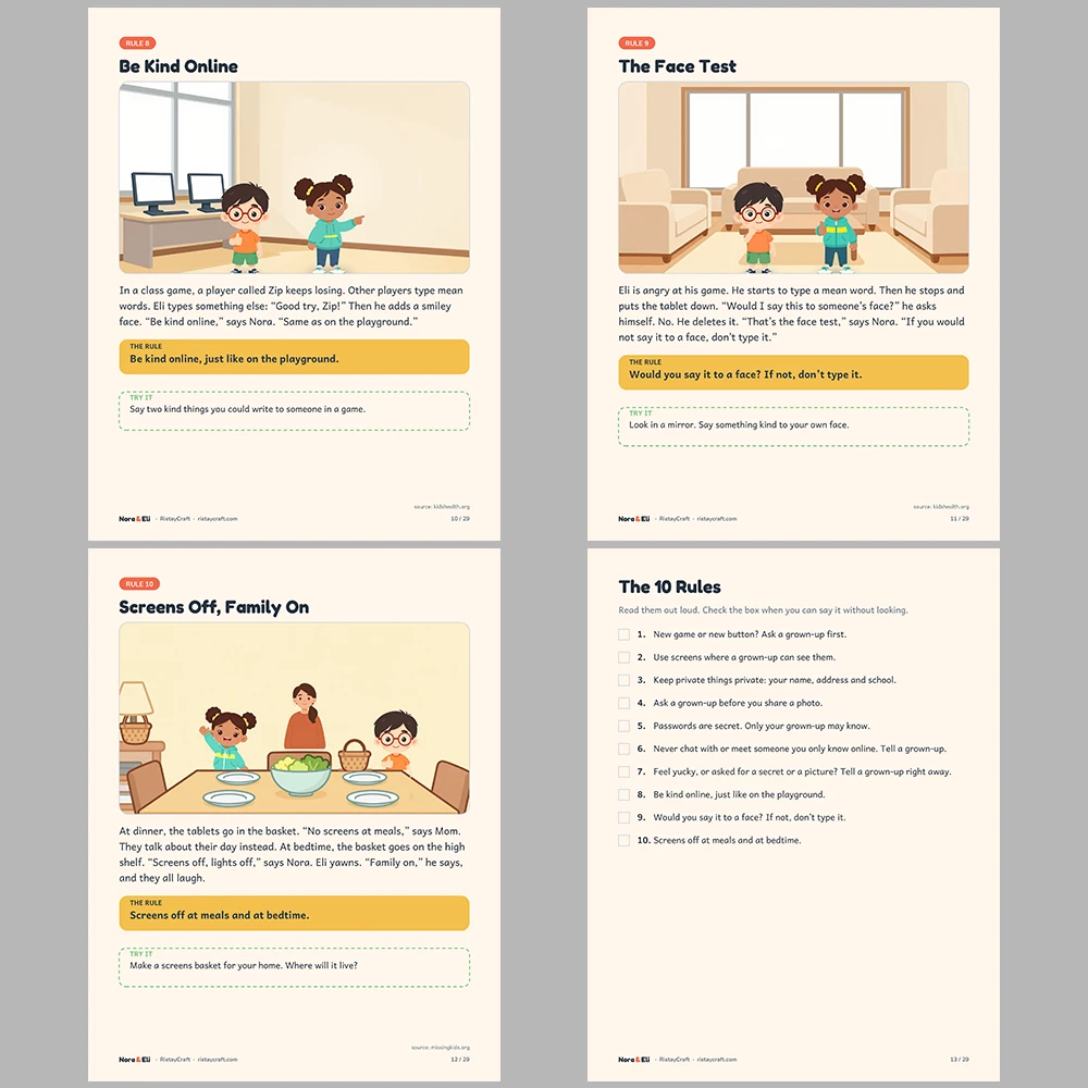 Internet Safety for Kids Printable | 29-Page Online Safety Workbook Ages 5–8 | Digital Citizenship Stories Activities