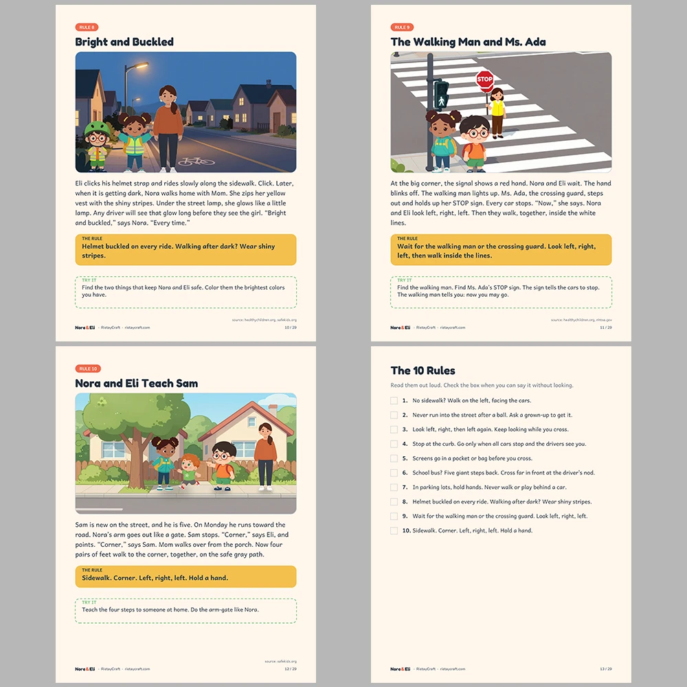 Street Safety for Kids Printable | 29-Page Road Safety Workbook Ages 5–8 | Stories Activities | Instant Download