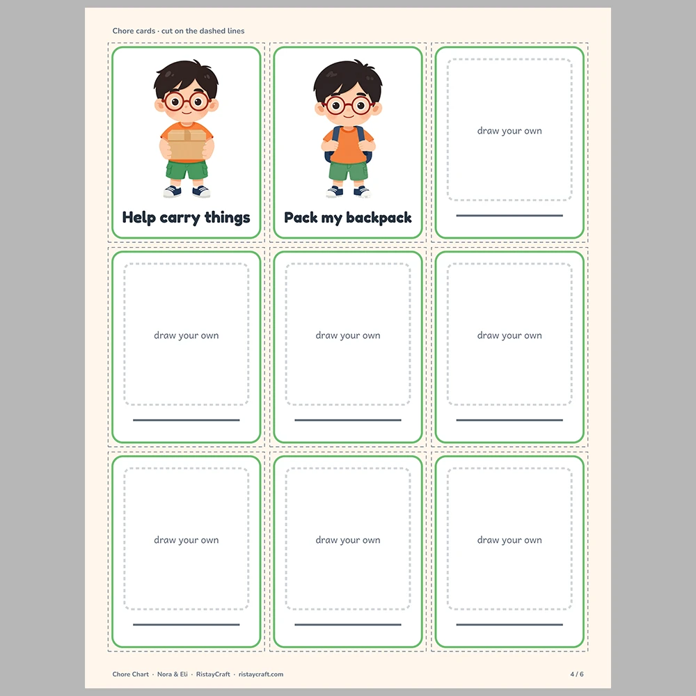 Kids Chore Chart and Reward Chart Printable | 11 Picture Chore Cards, Weekly Star Chart & Reward Tracker | Toddler Preschool Ages 3-8