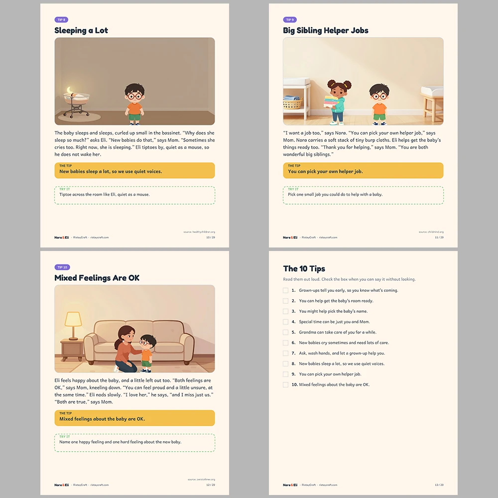 New Baby Sibling Social Narrative for Kids | 29-Page Printable Big Moment Story Ages 4-8 | Becoming a Big Sister Big Brother Activities