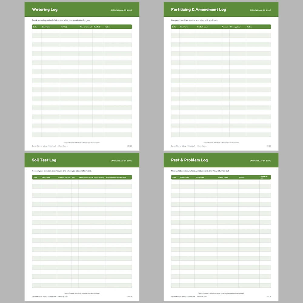Garden Planner & Log Printable | Seed Inventory, Planting Log, Harvest Log, Pest Log | Gardening Binder Fillable PDF Download