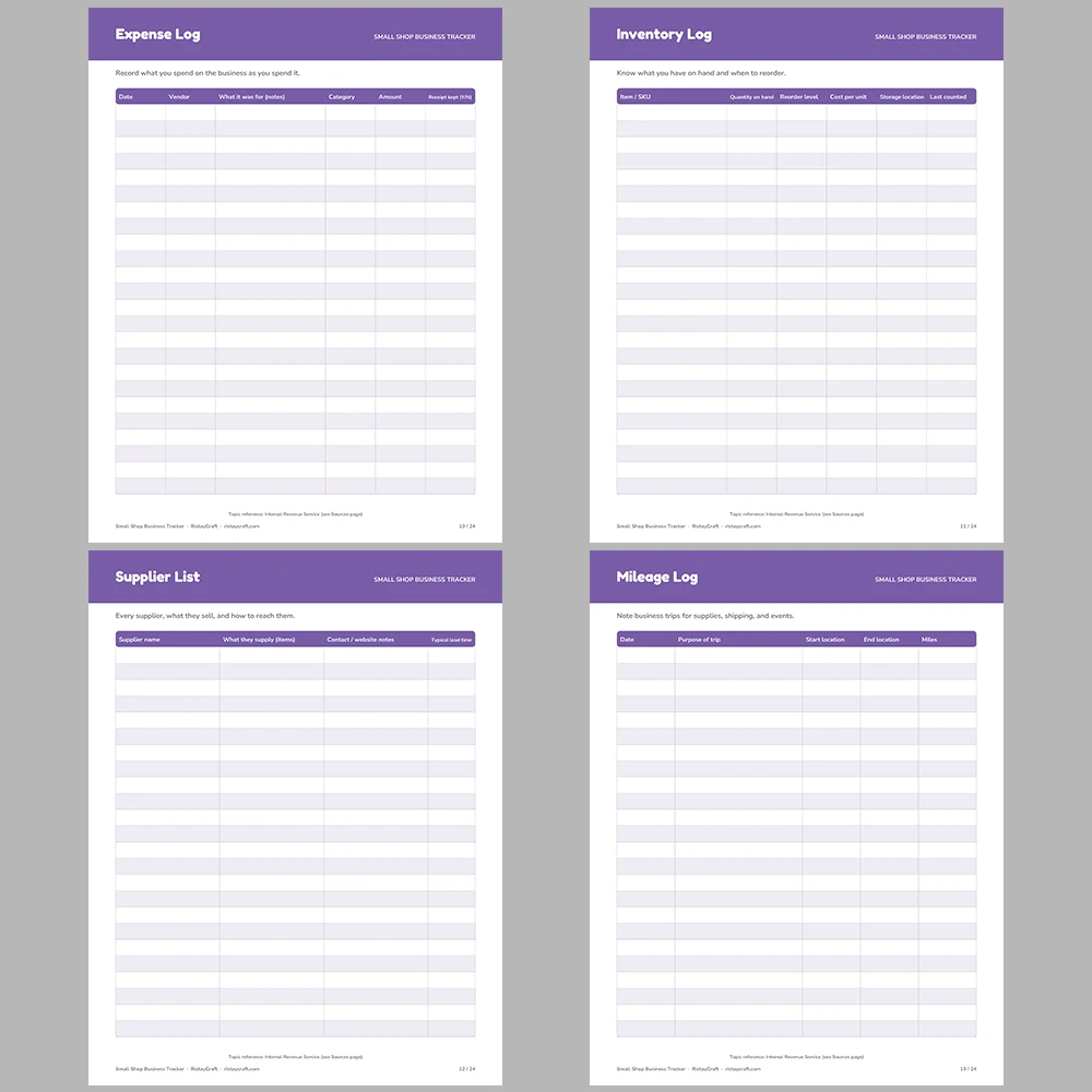 Small Shop Business Tracker Printable | Online Seller Planner | Sales, Orders, Expense, Inventory Log | Handmade Business Binder PDF