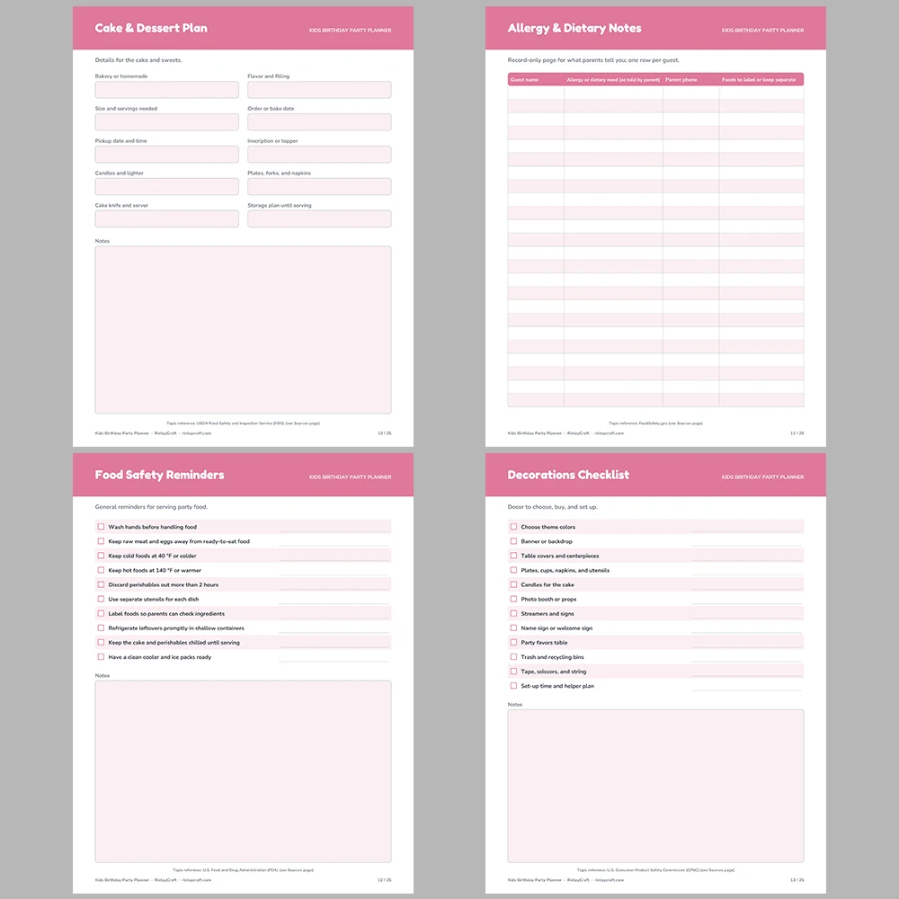 Kids Birthday Party Planner Printable | Party Planning Binder PDF | Guest List, Budget, RSVP, Timeline | Instant Download