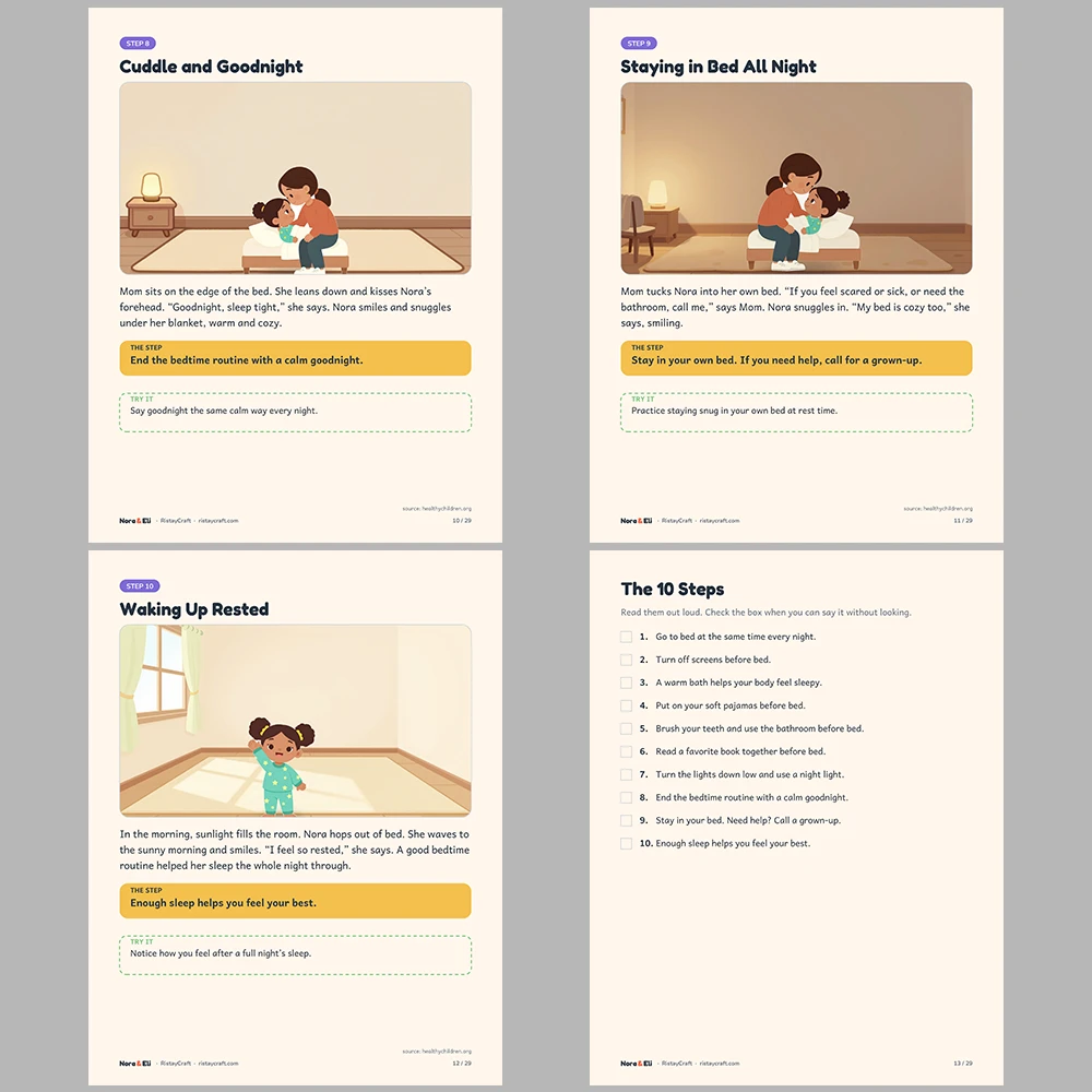 Bedtime Routine Social Narrative for Kids | 29-Page Printable Big Moment Story Ages 4-8 | Sleep Habits Activities