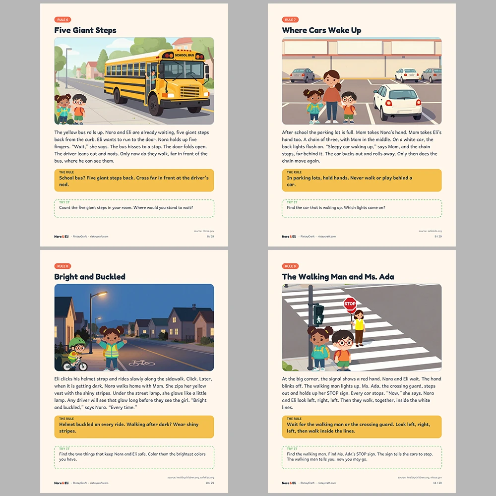 10 Kids Safety Printable Books Bundle | Safety Core Library Ages 5–8 | Stories Activities | Instant Download