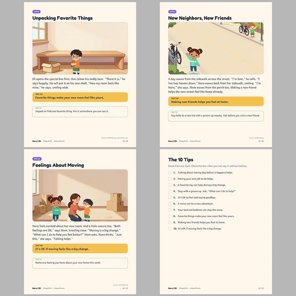 Moving to a New Home Social Narrative for Kids | 29-Page Printable Big Moment Story Ages 4-8 | Moving Day Packing Activities