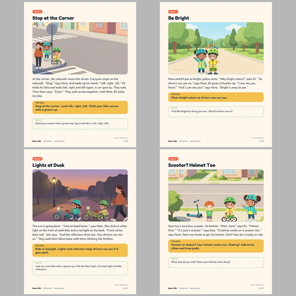 5 Kids Safety Printable Books Bundle | Out and About Pack Ages 5–8 | Stories Activities | Instant Download