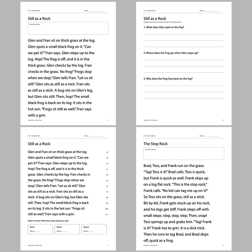 Initial blends Decodable Readers | 8 Stories 38 Pages | Phonics Printable PDF | Ages 5-6