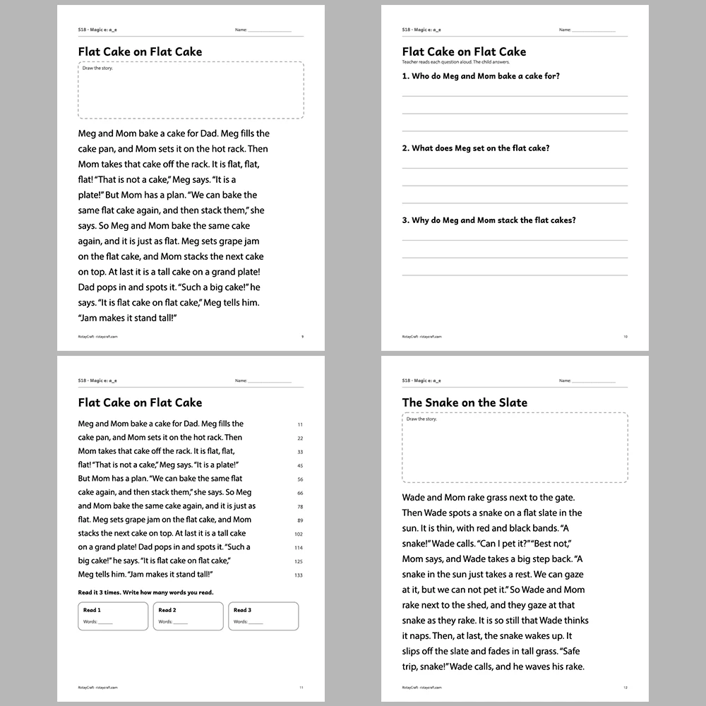 Magic e: a_e Decodable Readers | 10 Stories 44 Pages | Phonics Printable PDF | Ages 5-7