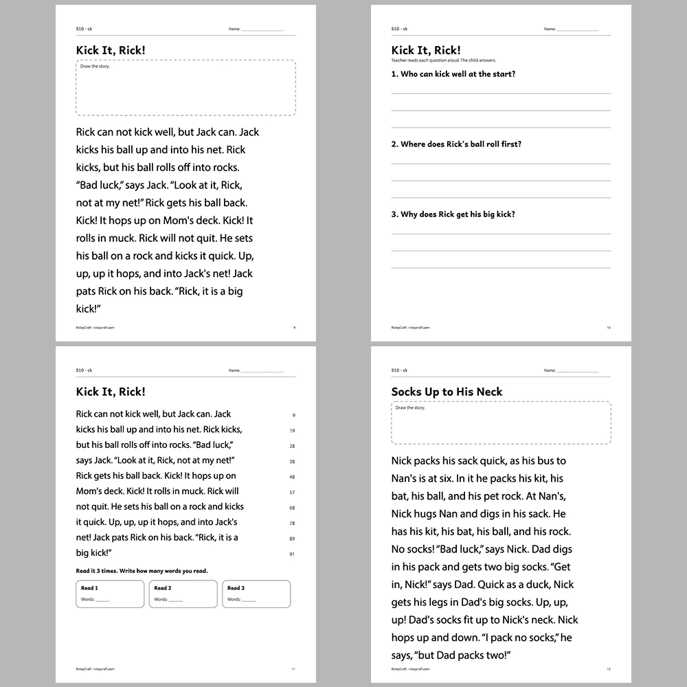 ck Decodable Readers | 8 Stories 38 Pages | Phonics Printable PDF | Ages 5-6