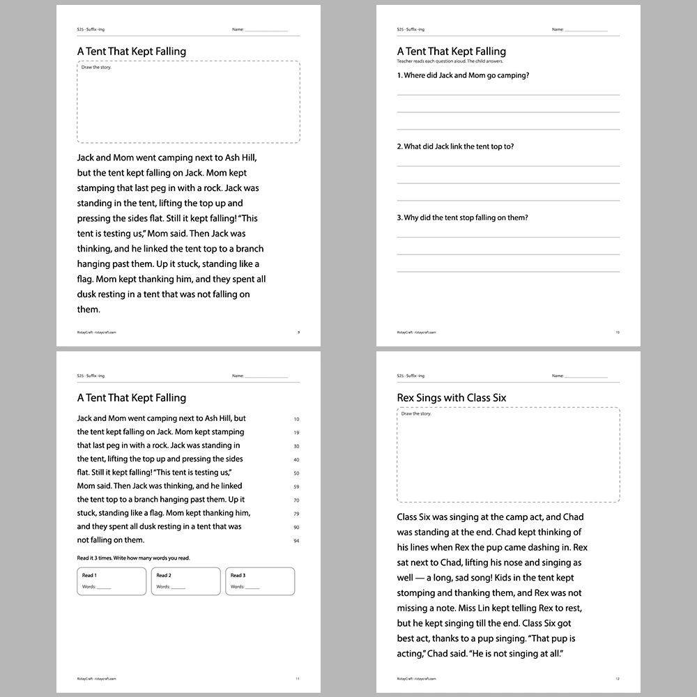Suffix -ing Decodable Readers | 10 Stories 44 Pages | Phonics Printable PDF | Ages 5-7