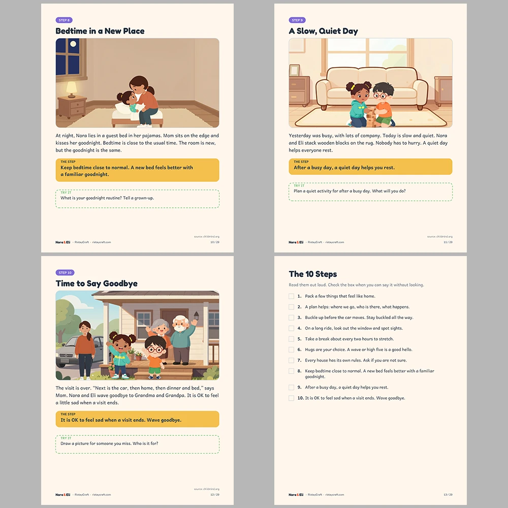 Holiday Travel and Visiting Family Social Narrative for Kids | 29-Page Printable Big Moment Story Ages 4–8 | Car Trip Relatives Activities