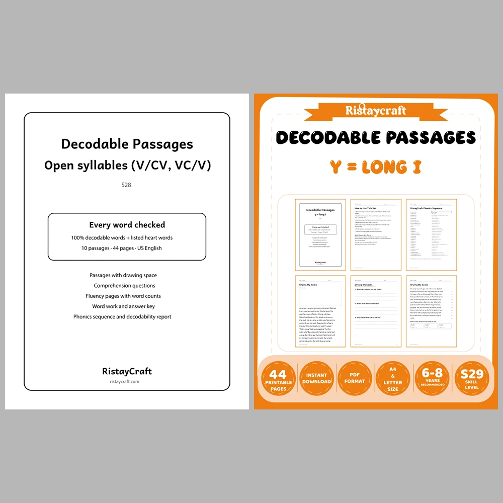 Decodable Readers Bundle 3: Syllables and R-Controlled Vowels | 10 Phonics Packs, 100 Stories | Printable PDF