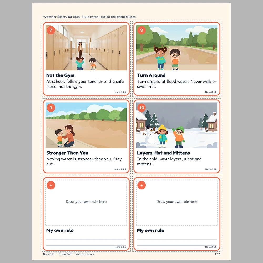 Weather Safety for Kids Picture Rule Cards | Printable Visual Sequence Cards for Kids Ages 5–8 | Safety Rules Companion