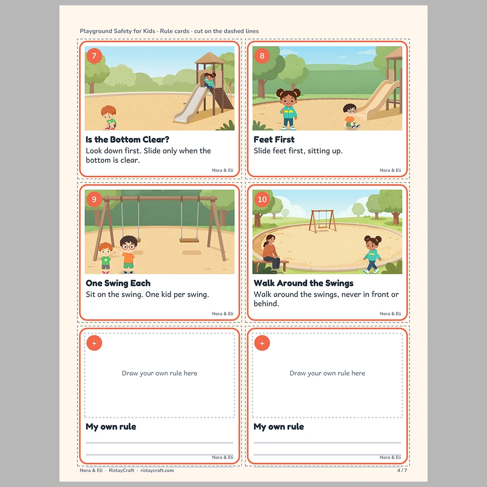 Playground Safety for Kids Picture Rule Cards | Printable Visual Sequence Cards for Kids Ages 5–8 | Safety Rules Companion