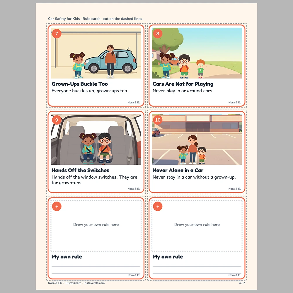 Car Safety for Kids Picture Rule Cards | Printable Visual Sequence Cards for Kids Ages 5–8 | Safety Rules Companion