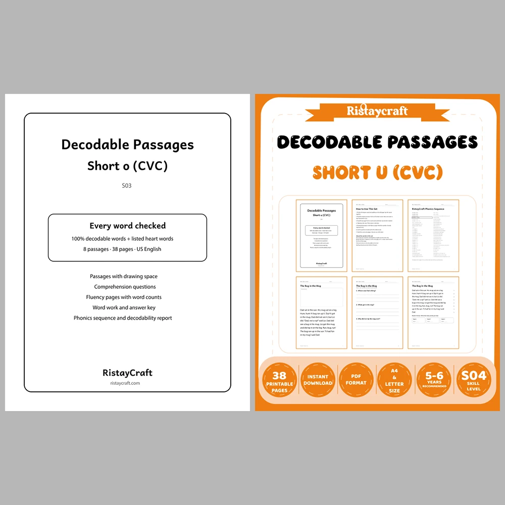 Decodable Readers Bundle 1: Beginning Phonics | 10 Phonics Packs, 80 Stories | Printable PDF
