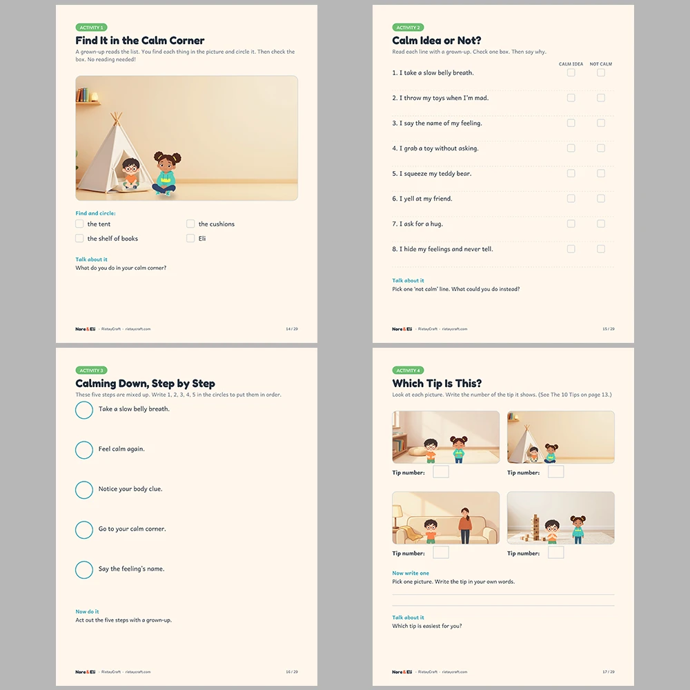 Big Feelings Social Narrative for Kids | 29-Page Printable Big Moment Story Ages 4-8 | Calm Down Coping Skills Workbook