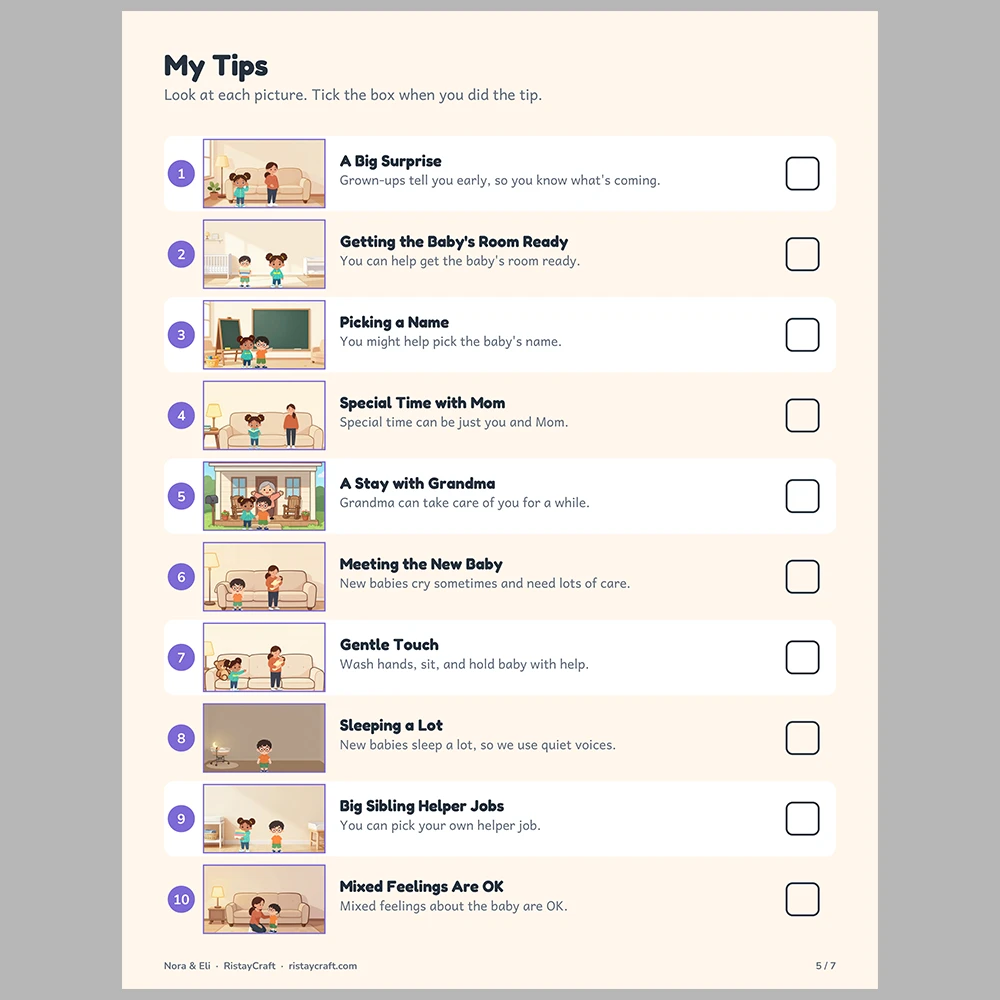 Meet the New Baby Picture Tip Cards | Printable Visual Sequence Cards for Kids Ages 4–8 | Social Narrative Companion