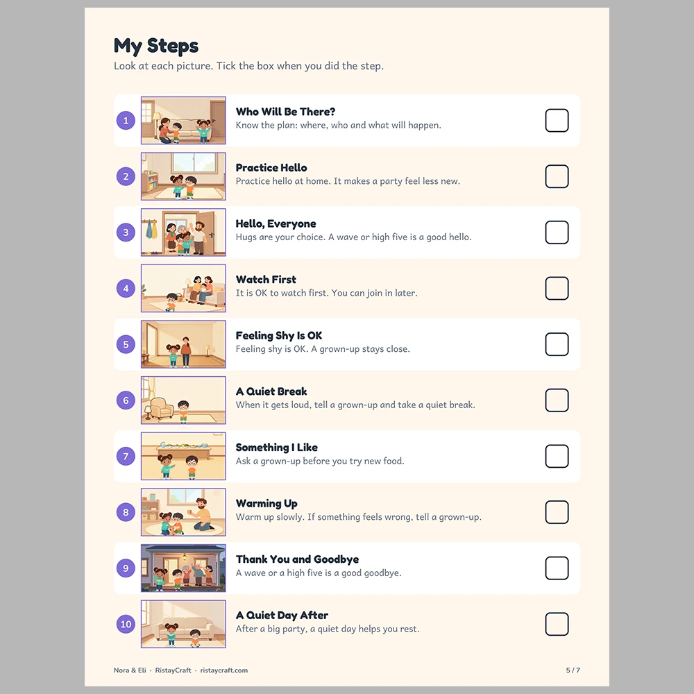 Big Family Party Picture Step Cards | Printable Visual Sequence Cards for Kids Ages 4–8 | Social Narrative Companion