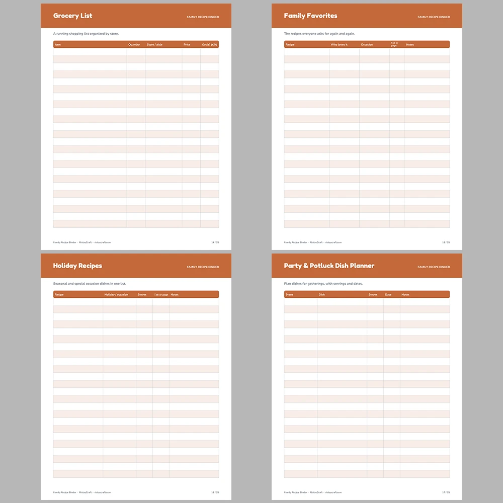 Family Recipe Binder Printable | Recipe Book Template PDF | Recipe Cards, Meal Planner, Pantry List | Instant Download