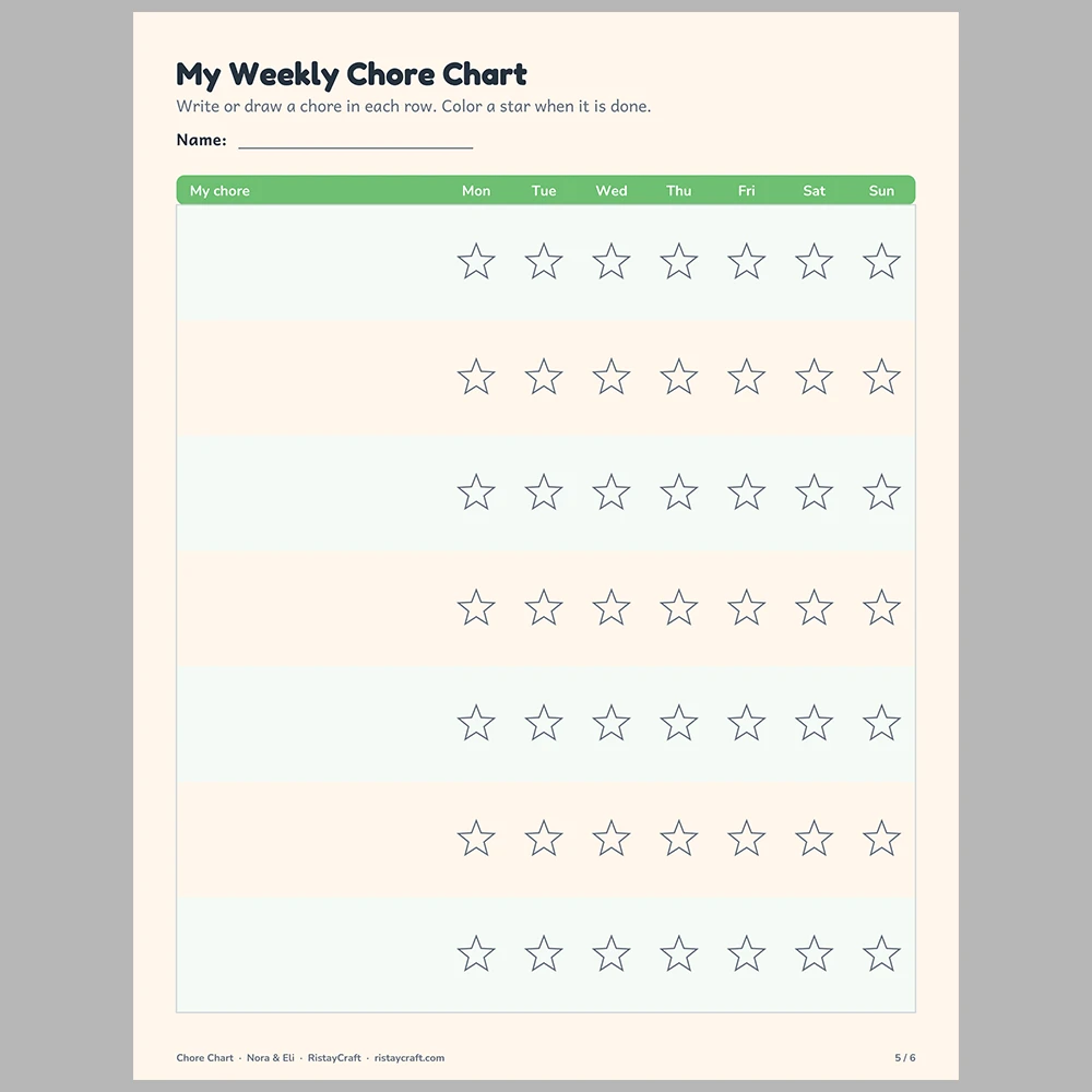 Kids Chore Chart and Reward Chart Printable | 11 Picture Chore Cards, Weekly Star Chart & Reward Tracker | Toddler Preschool Ages 3-8