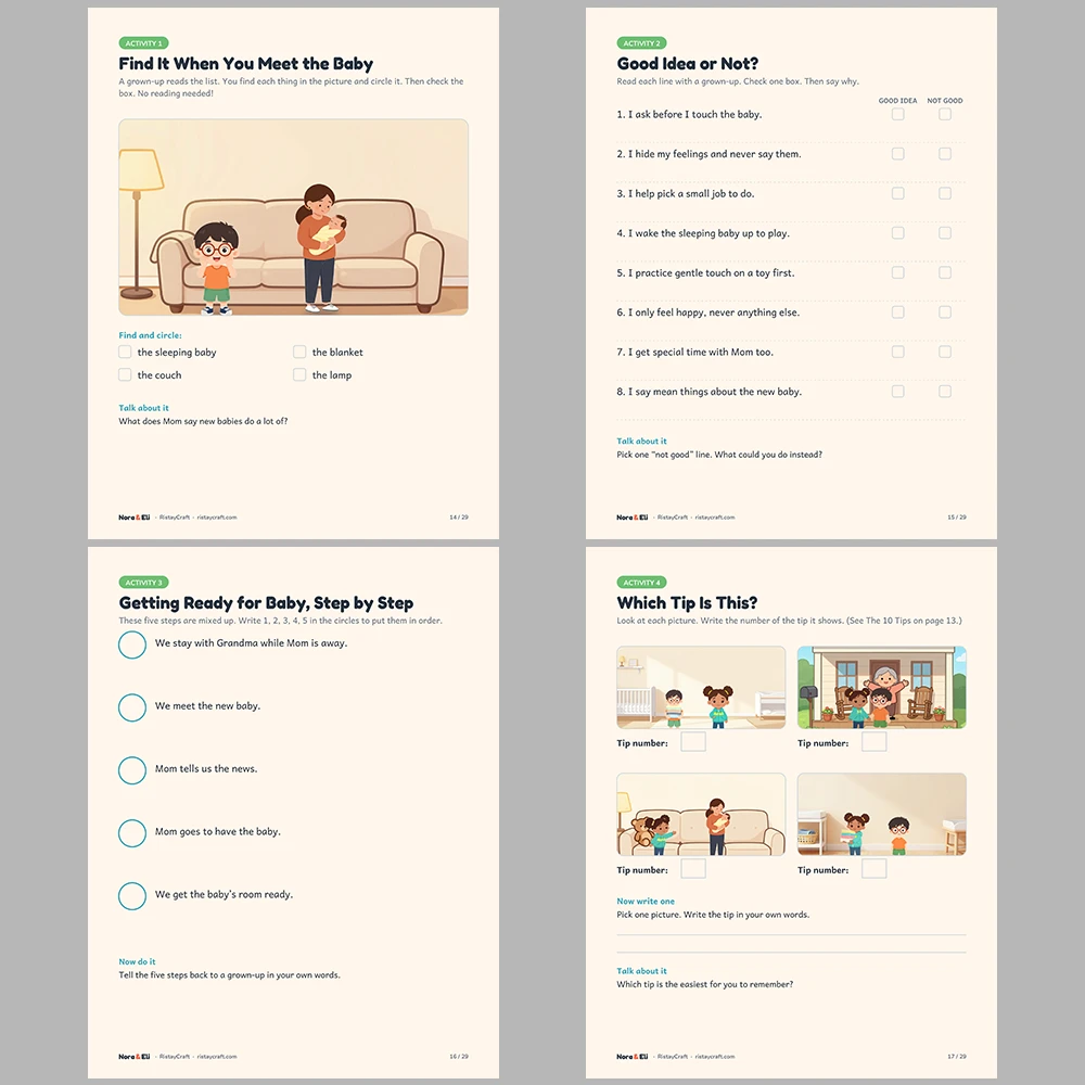 New Baby Sibling Social Narrative for Kids | 29-Page Printable Big Moment Story Ages 4-8 | Becoming a Big Sister Big Brother Activities