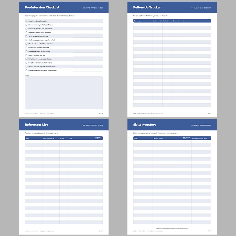 Job Search Tracker Binder Printable | Job Application Tracker, Interview Log, Networking & Offer Comparison | Instant Download PDF