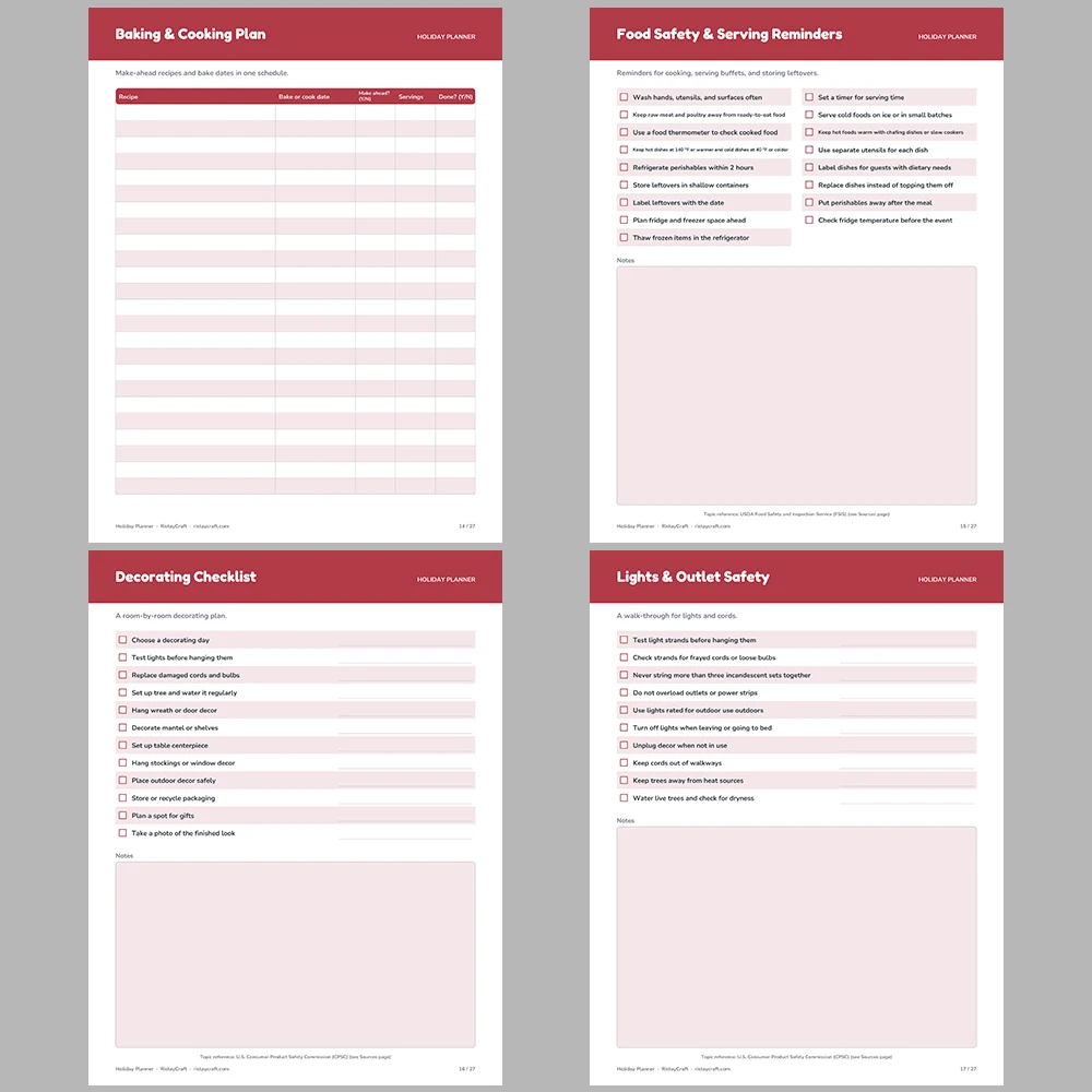 Holiday Planner Printable | Christmas Planner Binder PDF | Gift List, Budget, Menu, Cards, Calendar | Instant Download