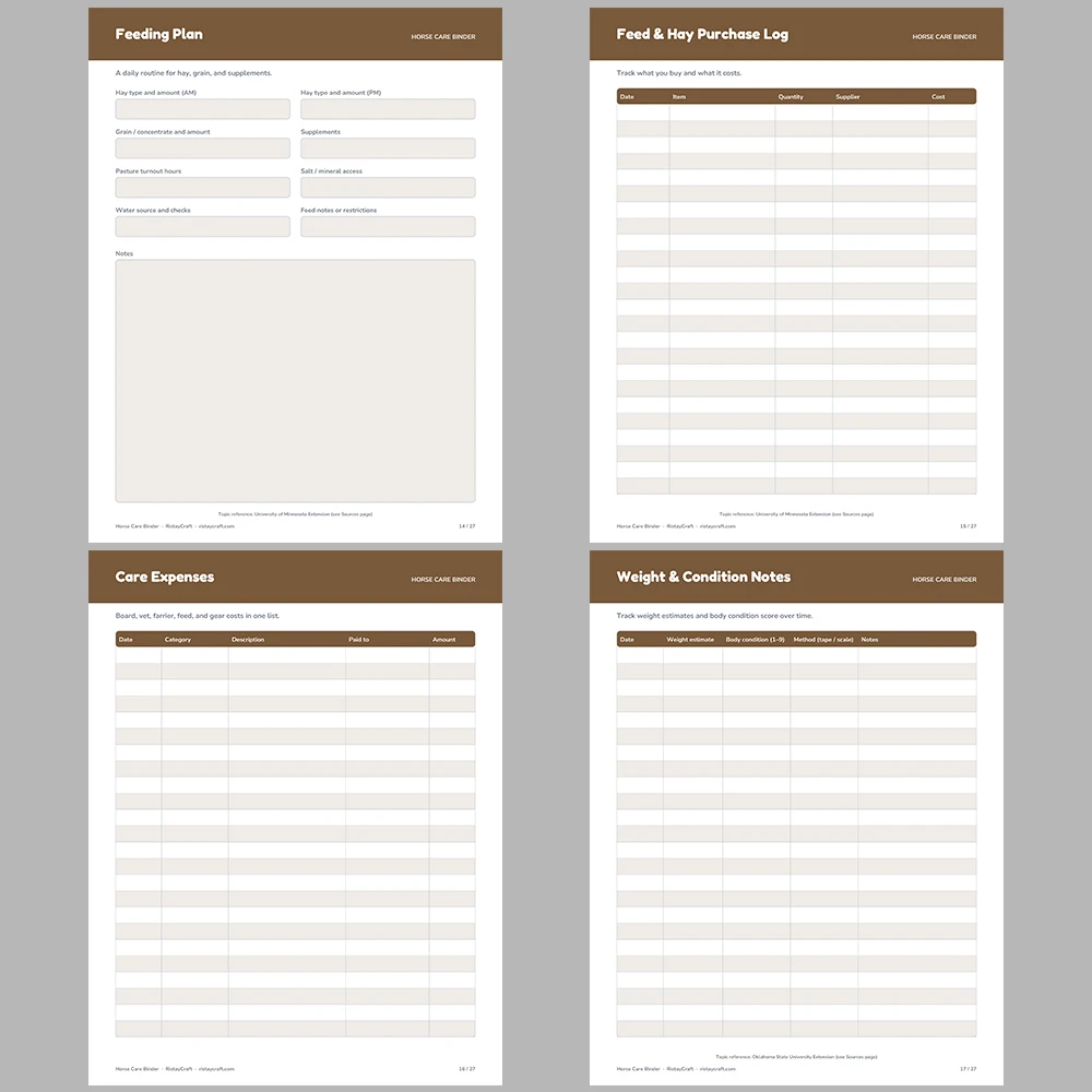 Horse Care Binder Printable | Horse Health Record Log | Farrier & Vaccination Tracker | Equine Planner PDF | Instant Download