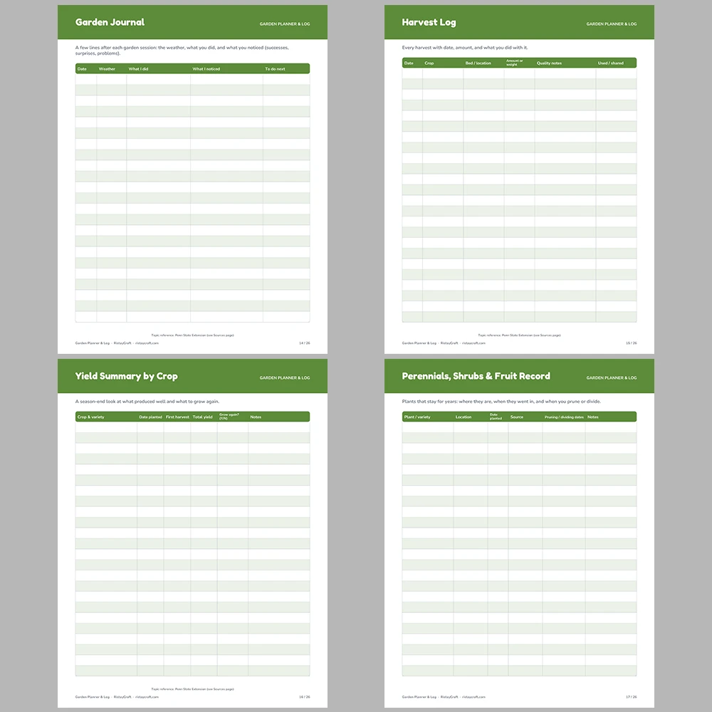 Garden Planner & Log Printable | Seed Inventory, Planting Log, Harvest Log, Pest Log | Gardening Binder Fillable PDF Download