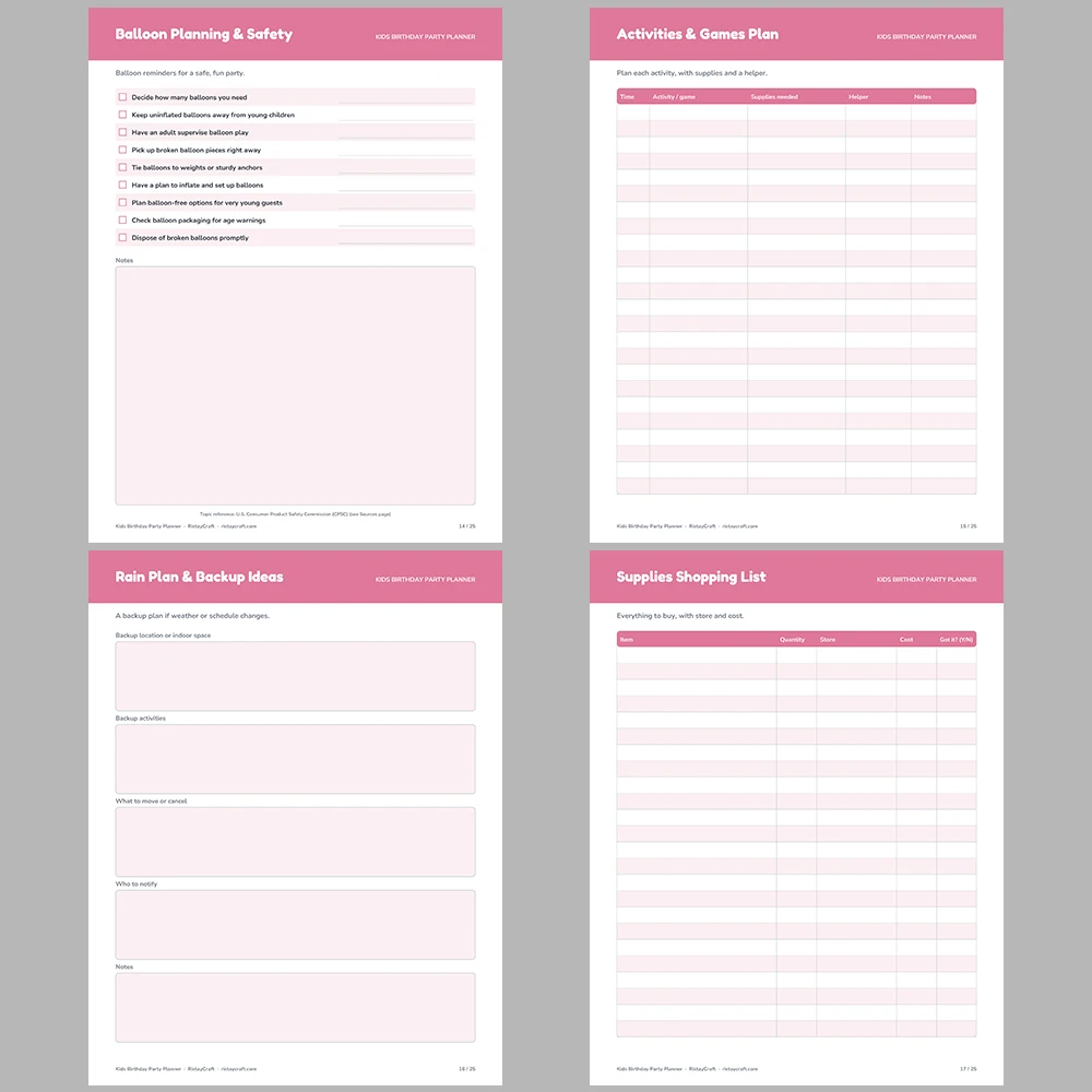 Kids Birthday Party Planner Printable | Party Planning Binder PDF | Guest List, Budget, RSVP, Timeline | Instant Download